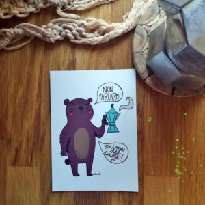 Immagine cartolina orso caffe