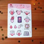 foglio di adesivi sul ciclo mestruale