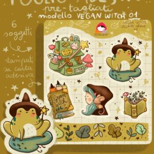 foglio di adesivi "vegan witch"