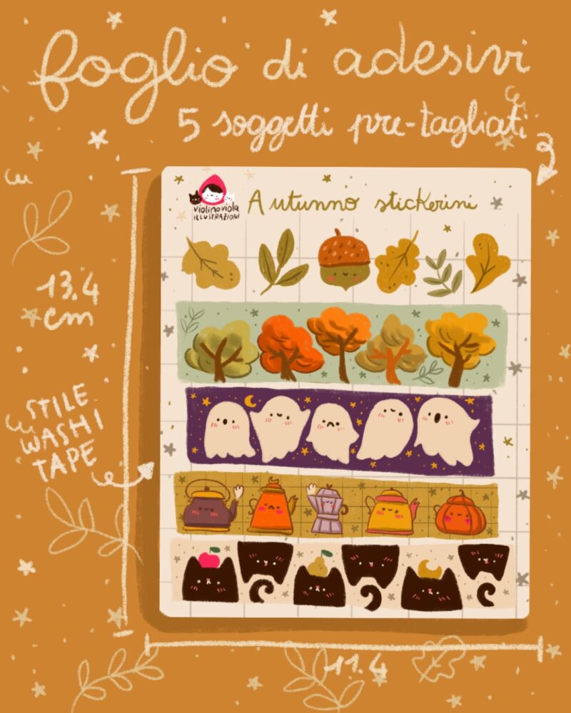 foglio di adesivi autunno