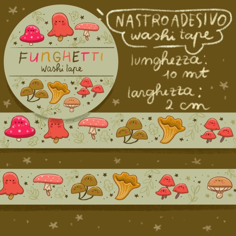 Nastro adesivo illustrato funghetti - immagine 2