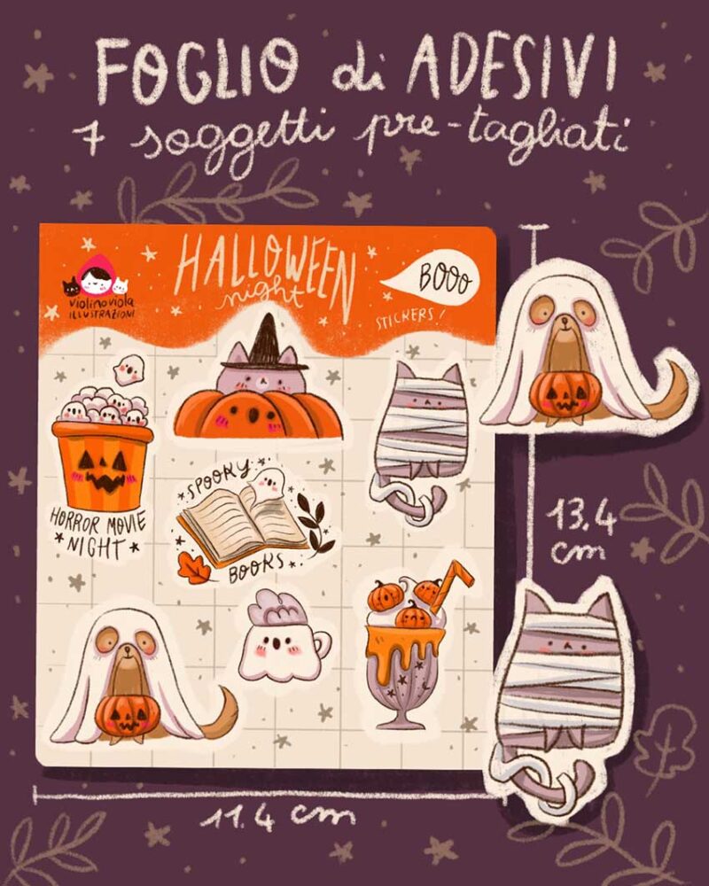foglio di adesivi halloween night