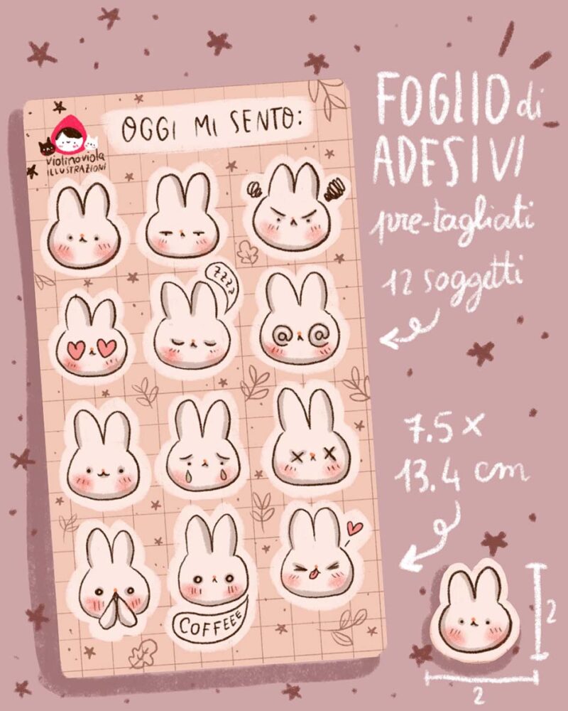 foglio di adesivi illustrati
