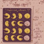 foglio di adesivi gatto luna