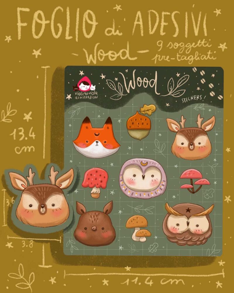 foglio di adesivi wood