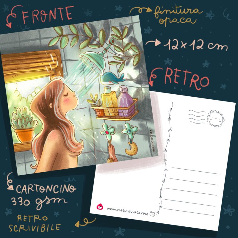 Cartolina quadrata illustrata Acqua