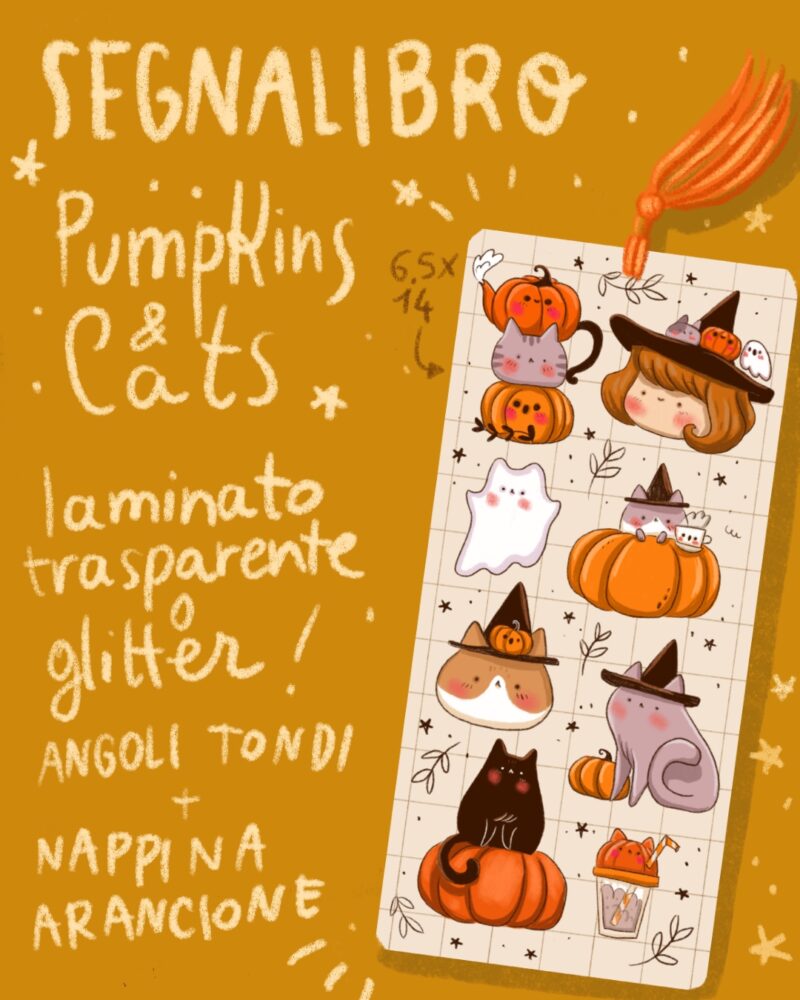 segnalibro pumpkins and cats