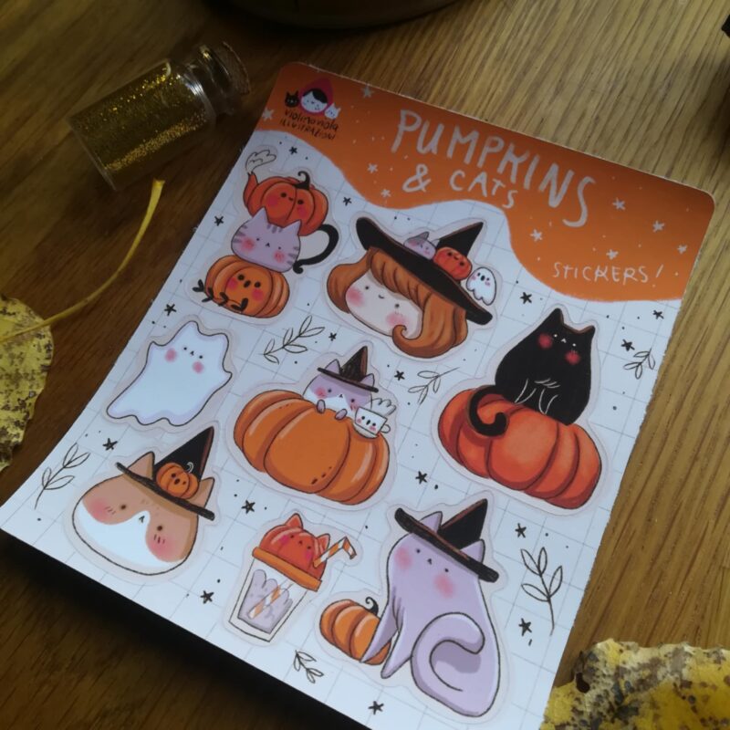 foglio di adesivi Pumpkins and cats - immagine 3