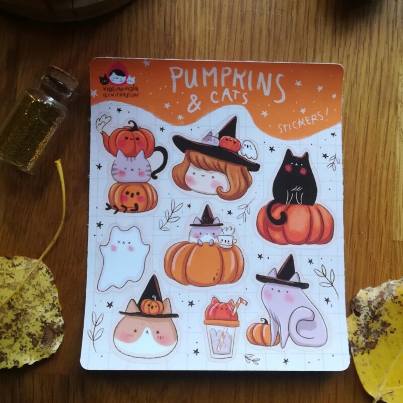 foglio di adesivi Pumpkins and cats - immagine 2