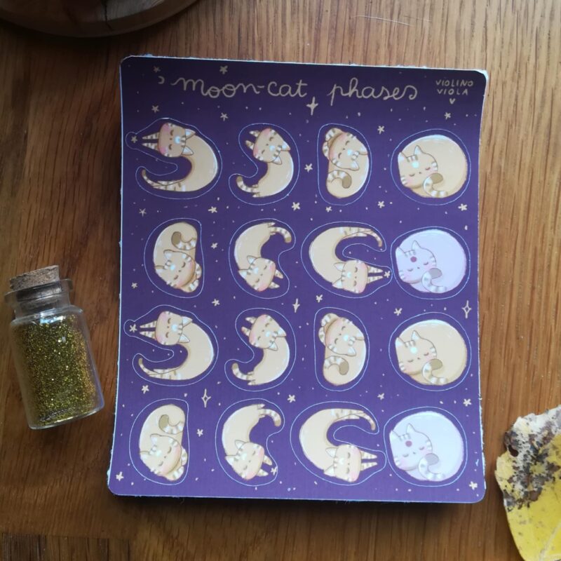 foglio di adesivi Moon cat phases - immagine 2
