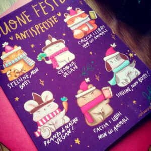 Biglietto illustrato di natale vegan