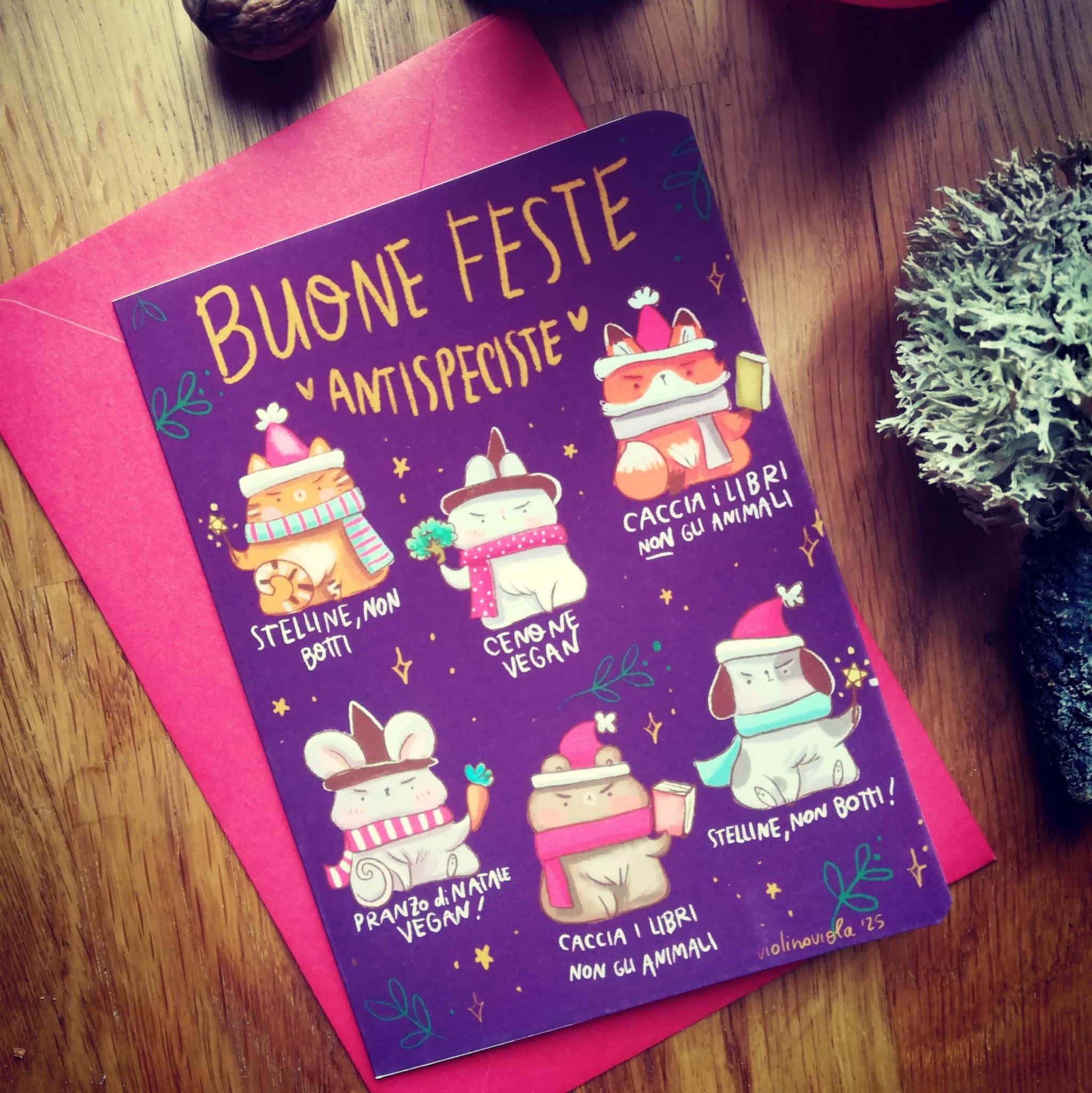 Biglietto illustrato di natale vegan - immagine 3