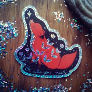 Adesivo in vinile olografico glitter be who you need