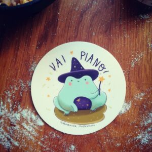Adesivo ranocchio Vai Piano!