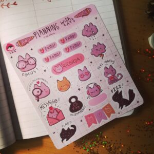 foglio di adesivi Planning with cats