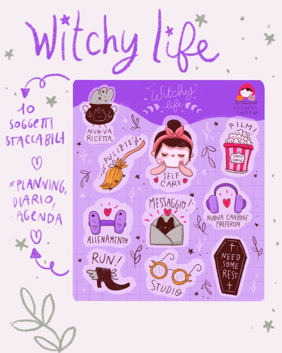 foglio di adesivi Witchy life